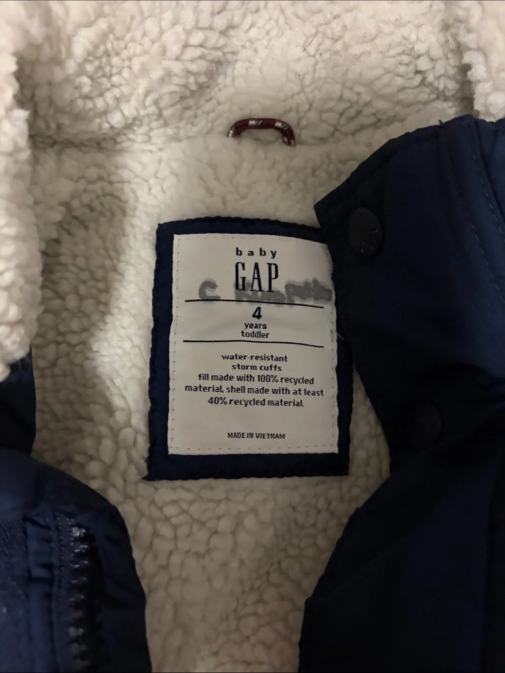GAP Navy Kids Puffer Jacket with Sherpa Hood - 4